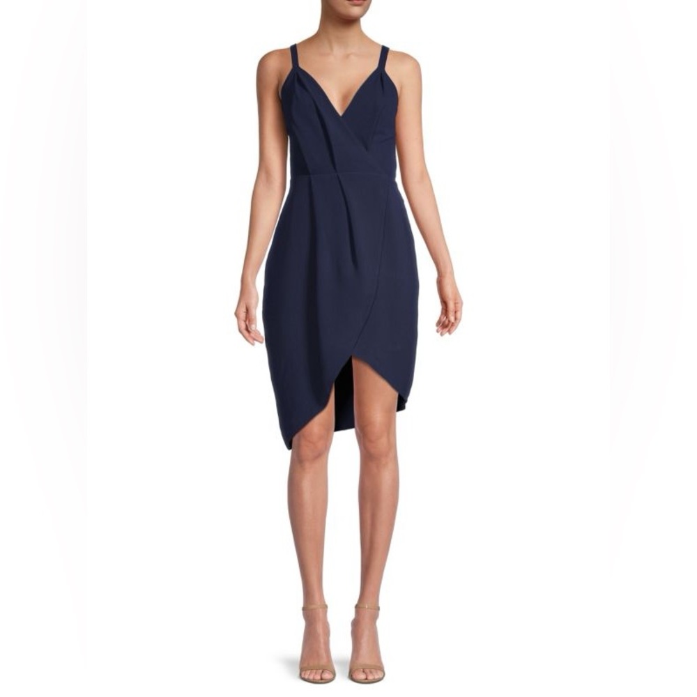 Dress The Population midnight Blue Owen Wrap Tulip Hem Dress size small